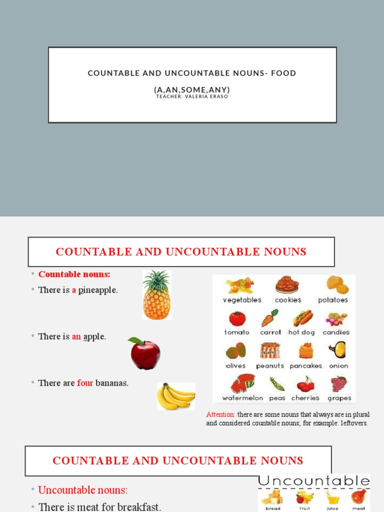 Countable and Uncountable Nouns: Food | PDF | Plural | Noun