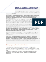 Cómo Sobrellevar El Estrés y La Ansiedad en Los Niños Durante El Periodo de Cuarentena