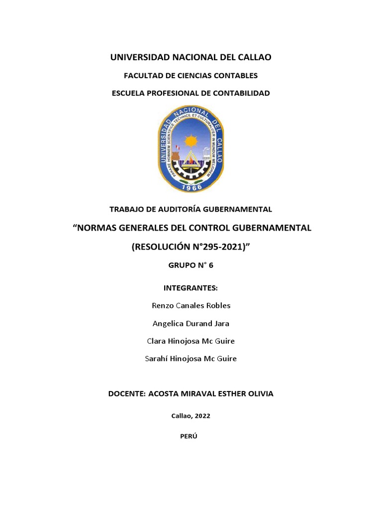 Normas de Control Gubernamental Perú | PDF | Calidad (comercial ...