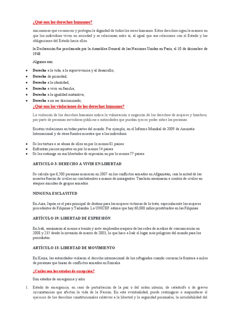 Qué Son Los Derechos Humanos | PDF | Principios éticos | Relaciones ...
