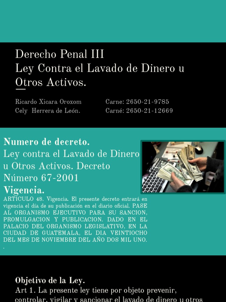 Ley Contra El Lavado de Dinero U Otros Activos. | PDF | Lavado de ...