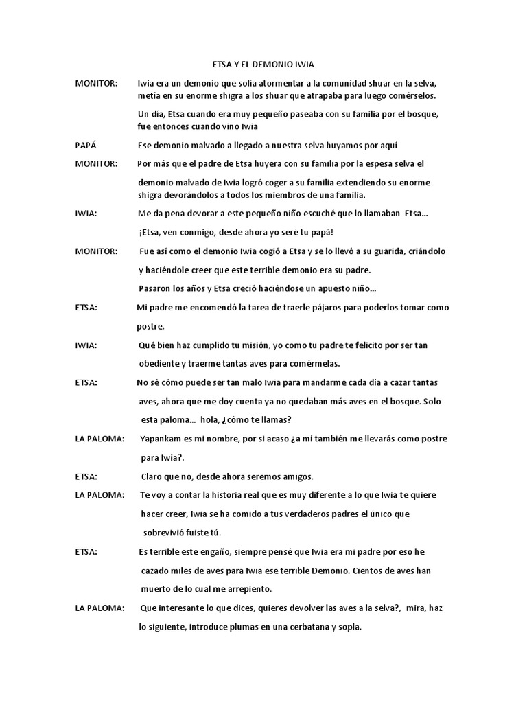 Etsa y El Demonio Iwia PDF Aves
