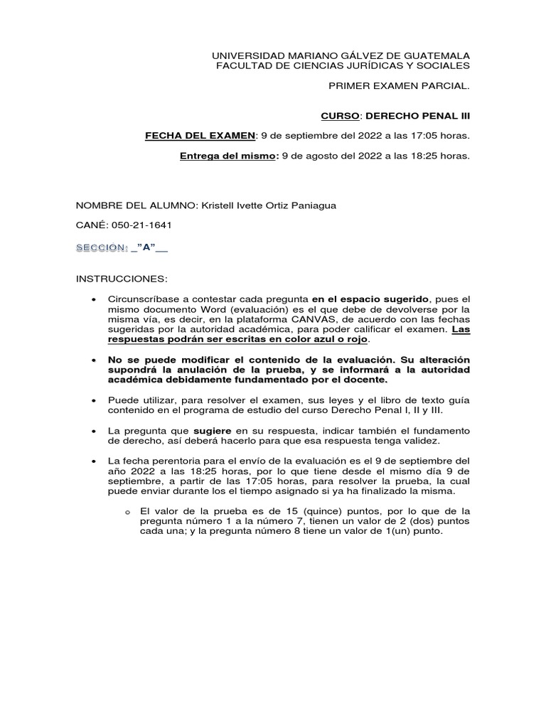 Segundo Examen Parcial Penal Iii 2022 Umg | PDF | Genocidios | Crímenes ...