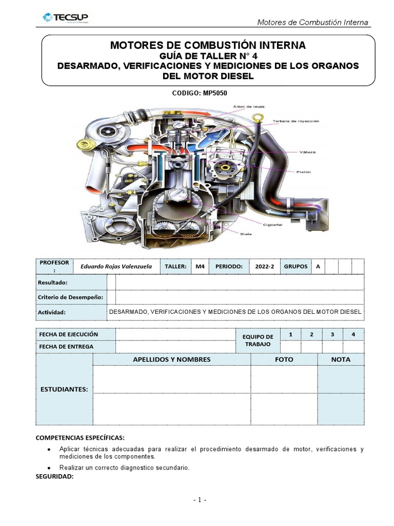 Guia de Taller #4 DESARMADO, VERIFICACIONES Y MEDICIONES DE ORGANOS DE ...