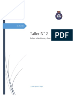 Taller #2: Balance de Masa y Energía