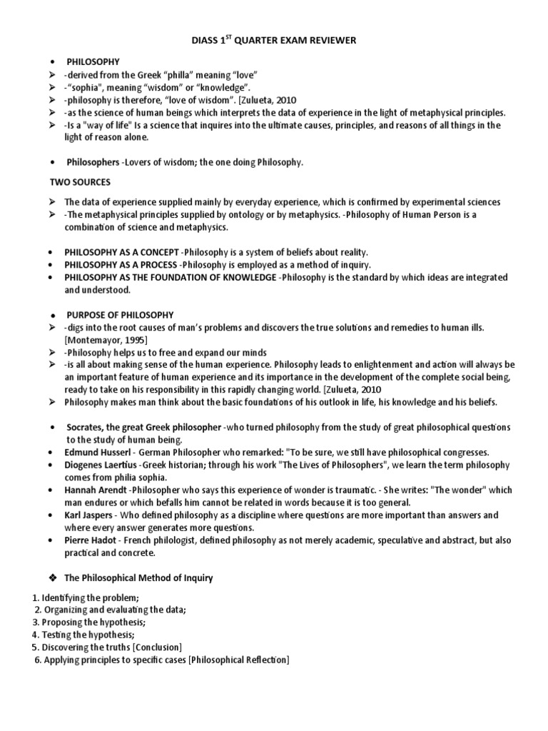 Philosophy 1st Quarter Exam Guide | PDF | Noble Eightfold Path ...