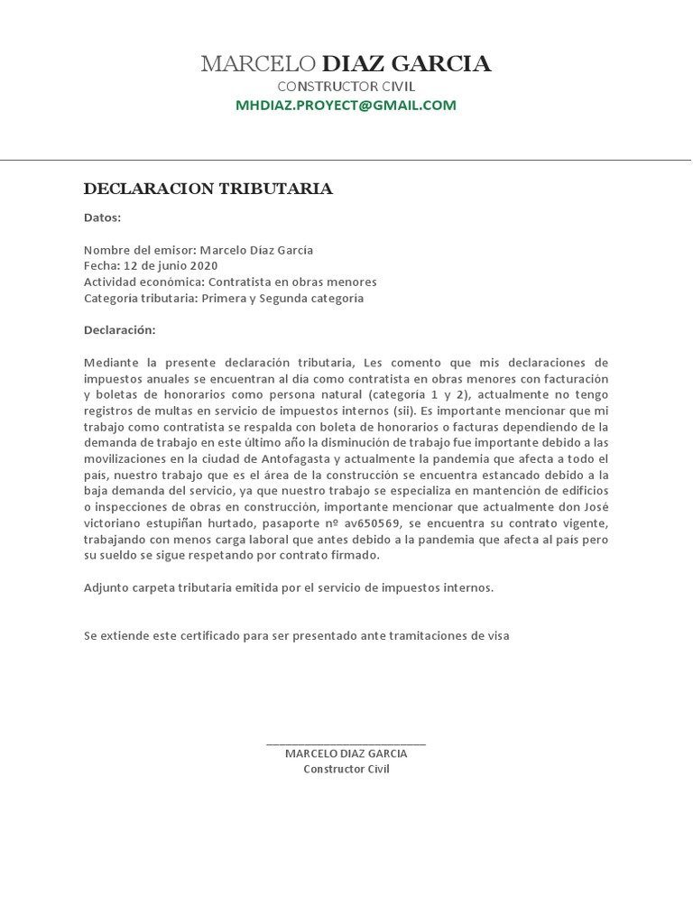 Declaracion Tributaria | PDF