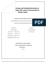 Download Project Report on Effect of Packaging and Labeling Information on Consumer Learning With Respect to Food Product in Punjab by Asad Gour SN60269822 doc pdf
