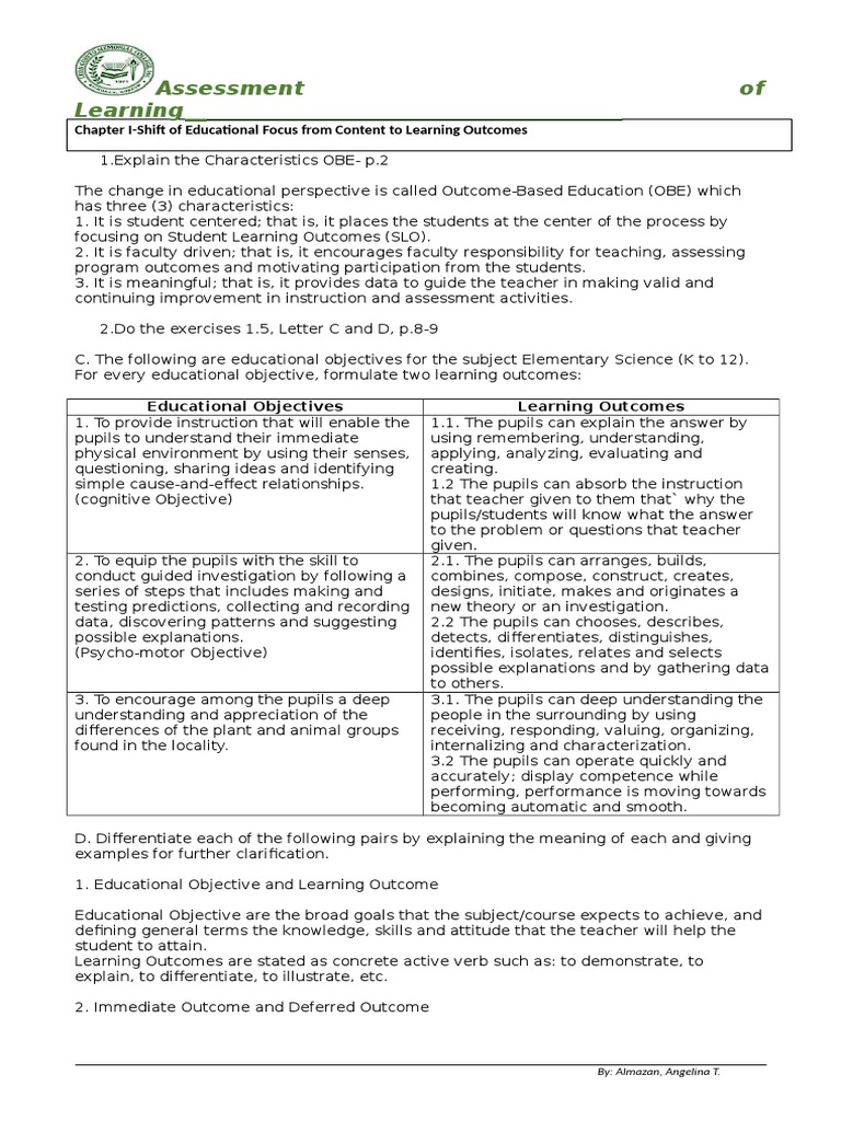 Outcomes-Based Education Assessment Guide | PDF | Educational ...