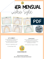 Planner mensual Boho Syle inglés