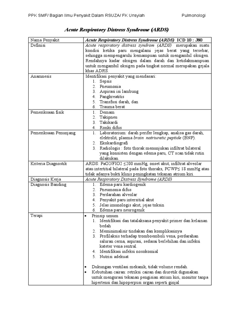 Acute Respiratory Distress Syndrome | PDF