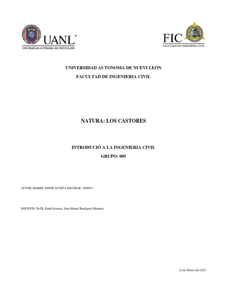 Resumen de Los Castores PDF Castor