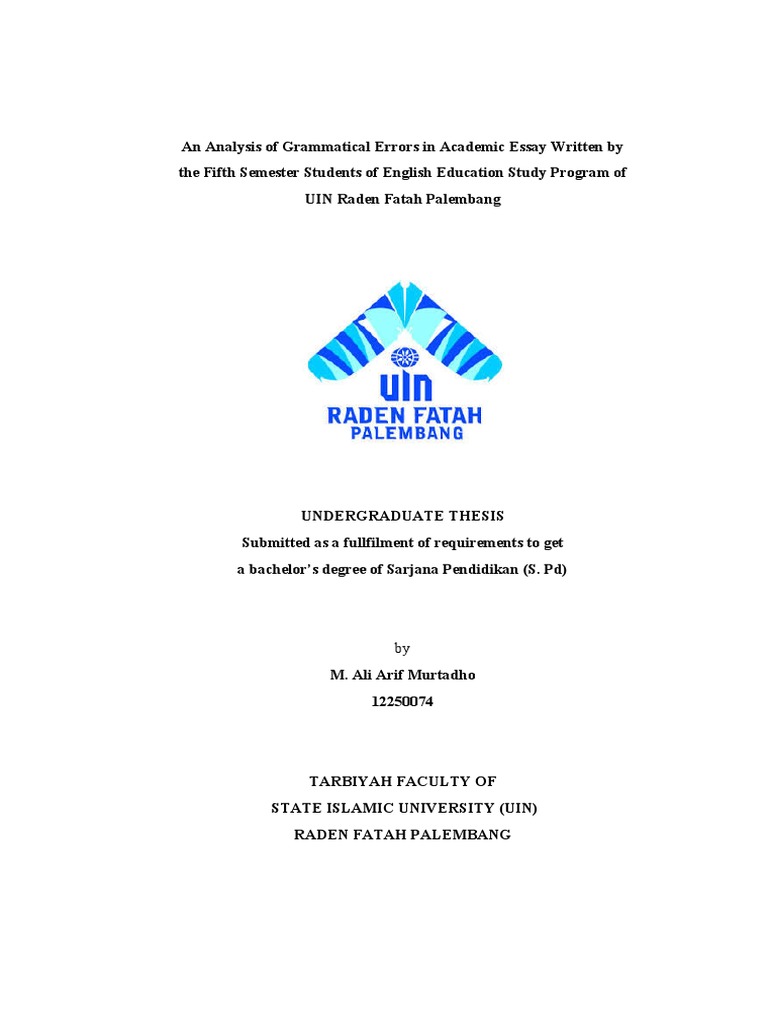 An Analysis of Grammatical Errors in Academic Essay Written by The ...