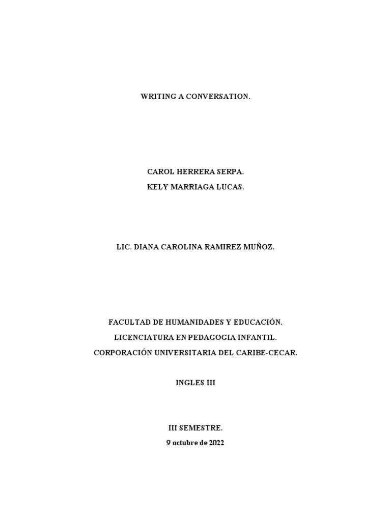 Writing A Conversation Pdf Wellness