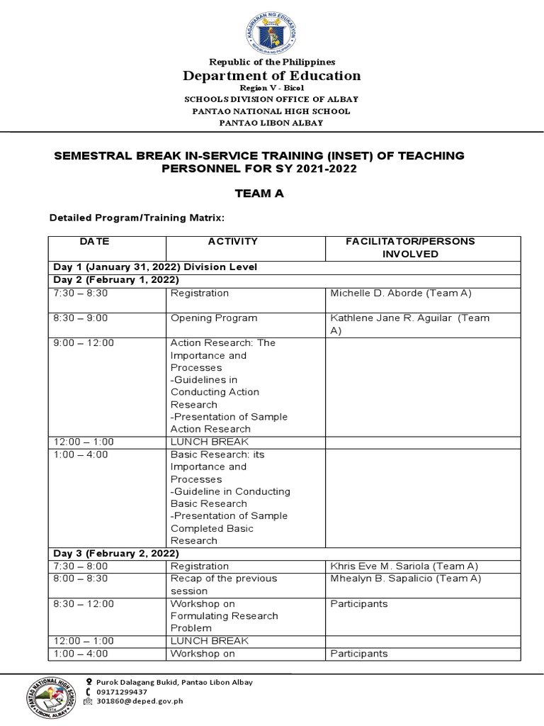 In-Service Training Program for Teachers | PDF | Inquiry