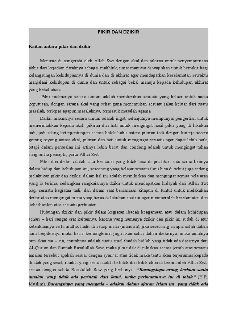 Fikir Dan Dzikir Pdf