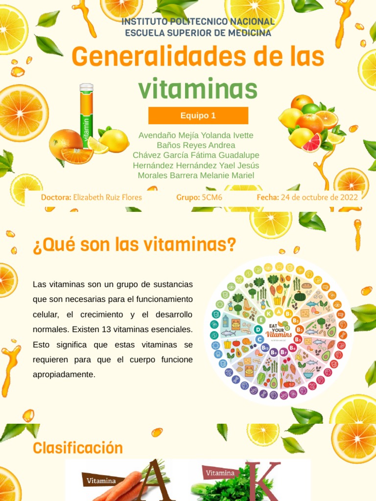 Las 13 Vitaminas Esenciales y Funciones | PDF | Vitamina | Alimentos