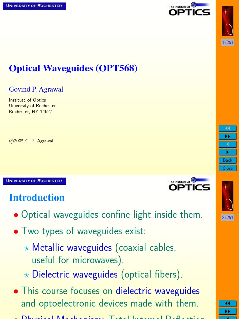 Optical Waveguides An Introduction to the Fundamental Principles and