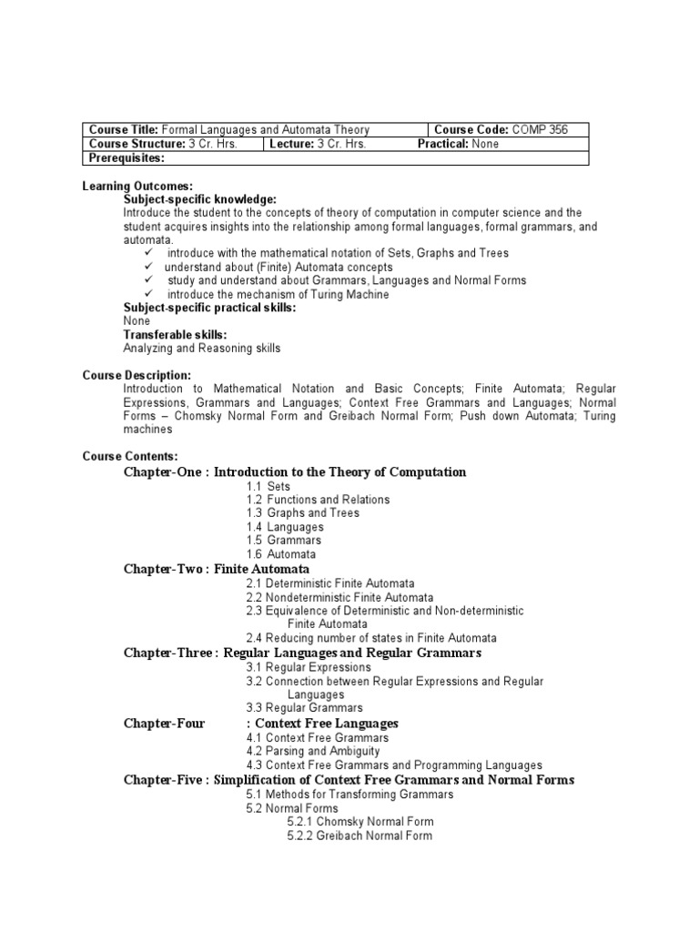 Formal Language | PDF | Theory Of Computation | Theoretical Computer ...
