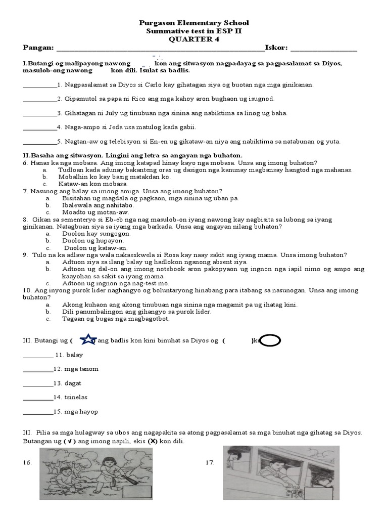 4th Quarter Summative Tests Pdf