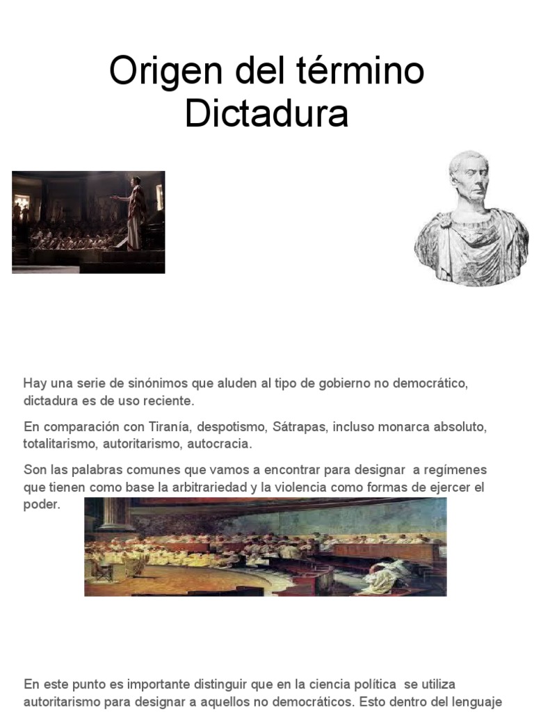 Origen Del Término Dictadura | PDF | Dictadura | Autoritarismo