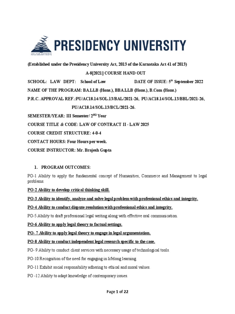 Law 2025 Law of Contract Ii Cho PDF Guarantee Partnership