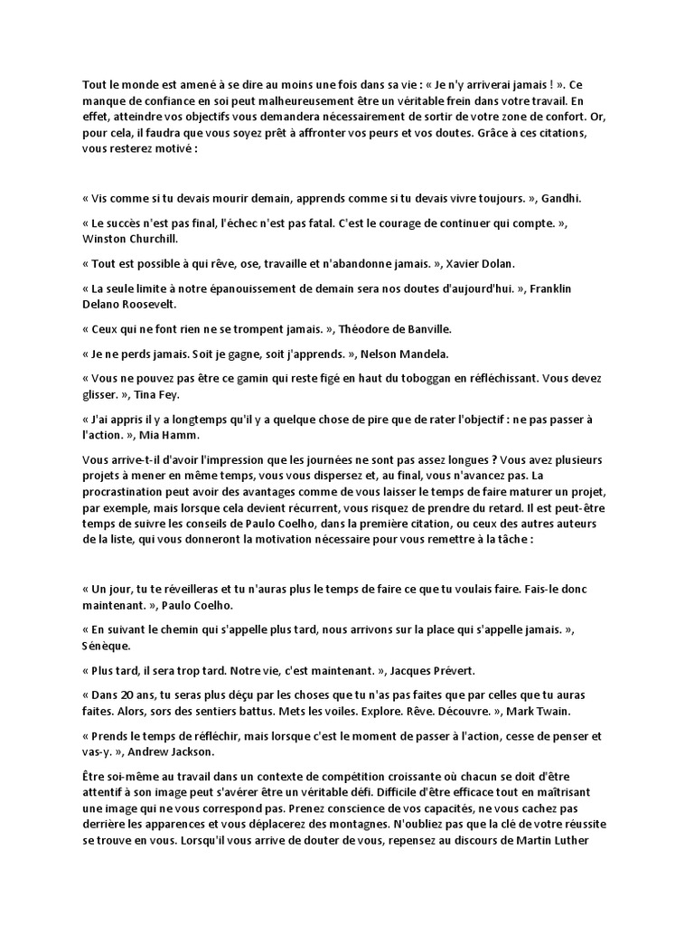 Citations pour booster votre motivation | PDF