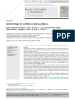 Epidemiología de La Fobia Social en Andalucía