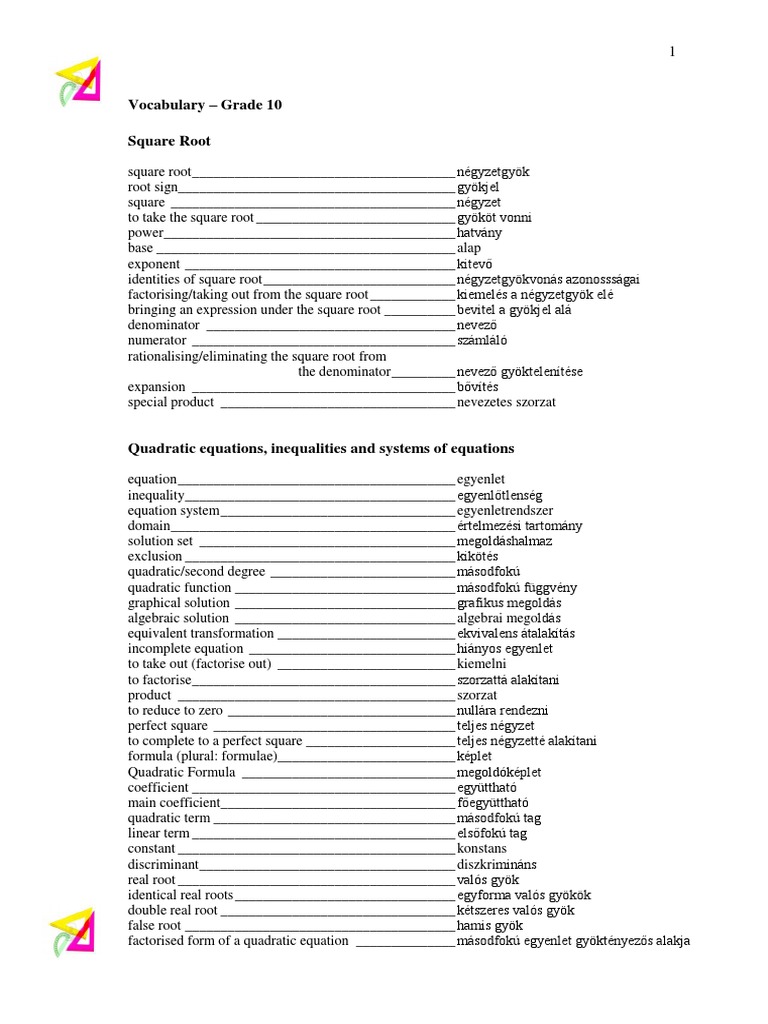 Vocabulary Grade 10 Pp1 2 | PDF