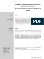 Programa de Remediação Fonológica em Escolares Com Dificuldades de Aprendizagem