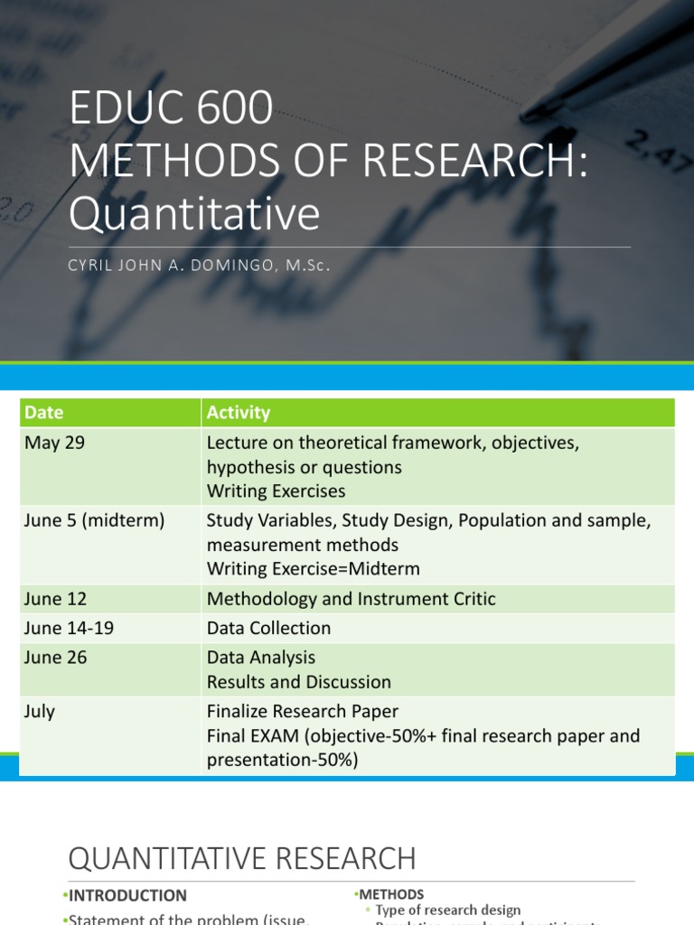 Quantitative METHODS OF RESEARCH - Theoretical Framework | PDF