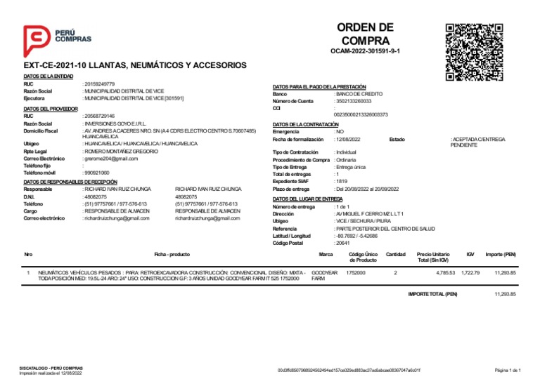 Orden de Compra de Llantas 2022 | PDF | Industrias de servicio