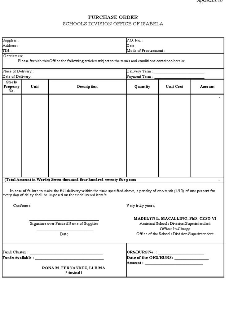 Purchase Order for Educational Supplies | PDF | Printer (Computing) | Paper