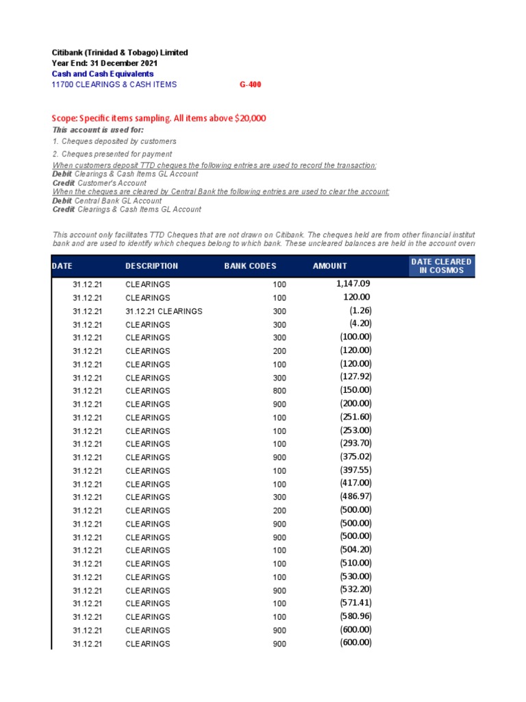 Clearings and Cash Items PDF Clearing (Finance) Debits And Credits