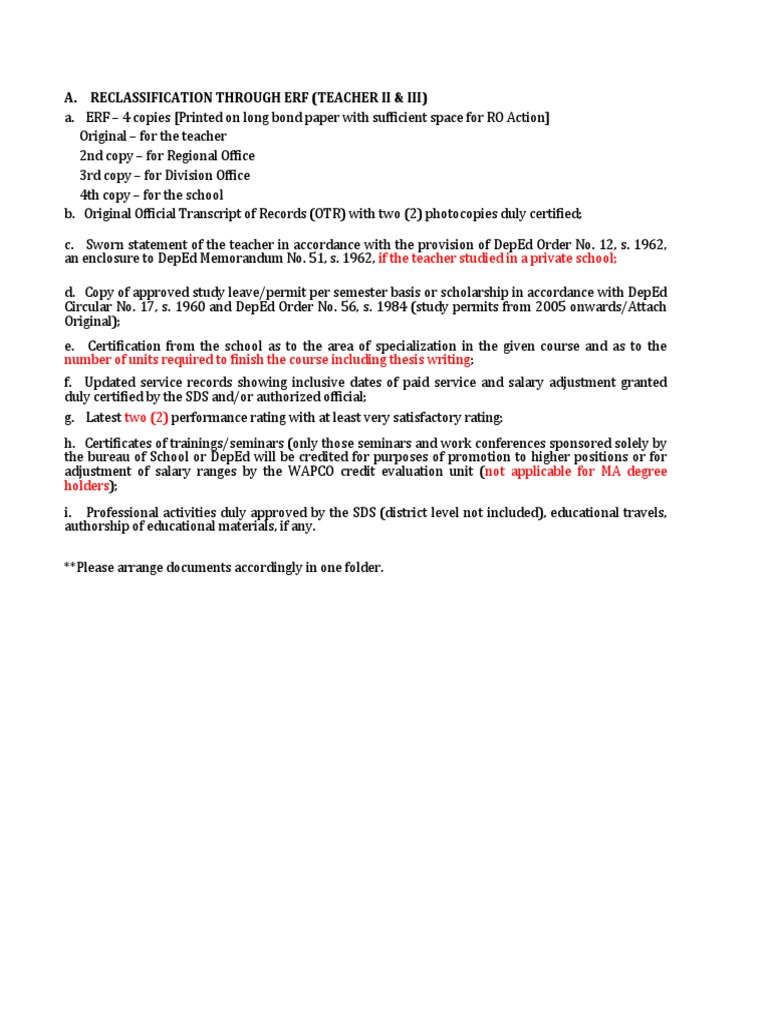 Evaluation of a Teacher's Request for Reclassification and Salary