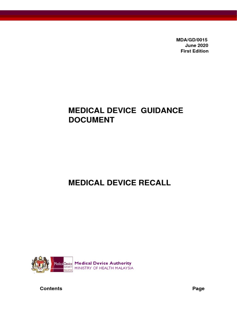 Medical Device Recall PDF Medical Device Risk
