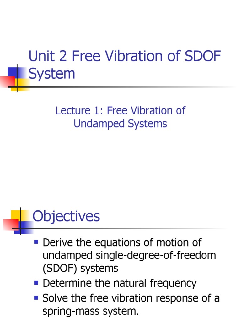 Free Vibration of SDOF Systems | PDF | Oscillation | Force