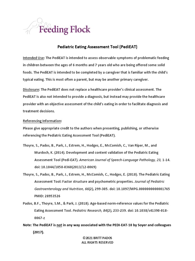 Pedi-EAT Full Version 2022-1-15 | PDF | Foods | Pediatrics