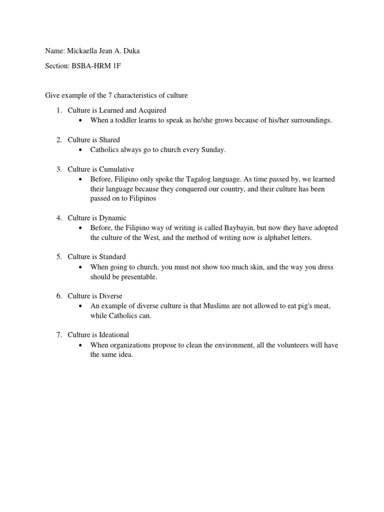 Seven Characteristics of Culture Explained | PDF | Social Science ...