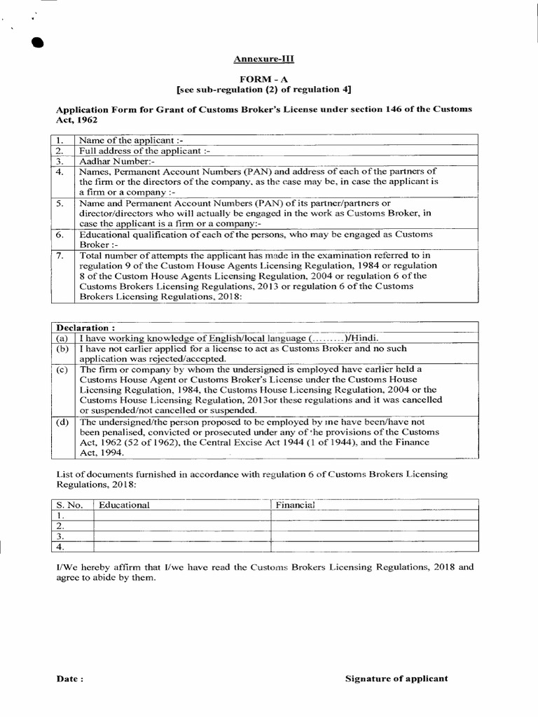 Customs Broker License Application Form | PDF | Justice | Crime & Violence