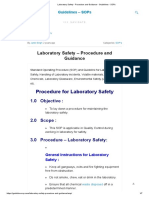 Laboratory Safety - Procedure and Guidance - Guidelines - SOPs