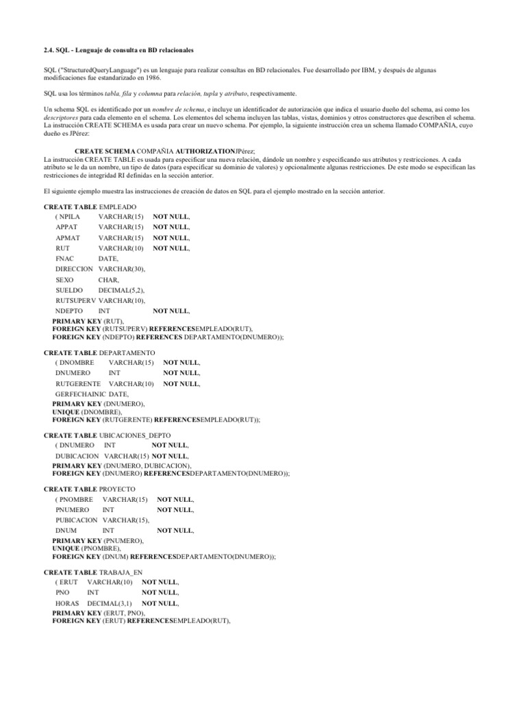 Consultas en SQL | PDF | SQL | Modelo de datos