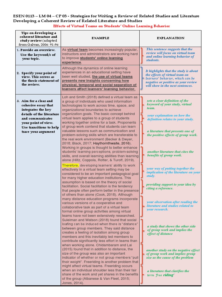 What Are The Process On How To Write A Coherent Review Of Related Literature