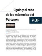 Lord Elguin y El Robo de Los Mármoles Del Partenón