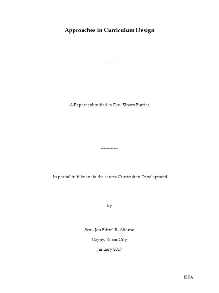 Approaches In Curriculum Design Pdf Curriculum Design