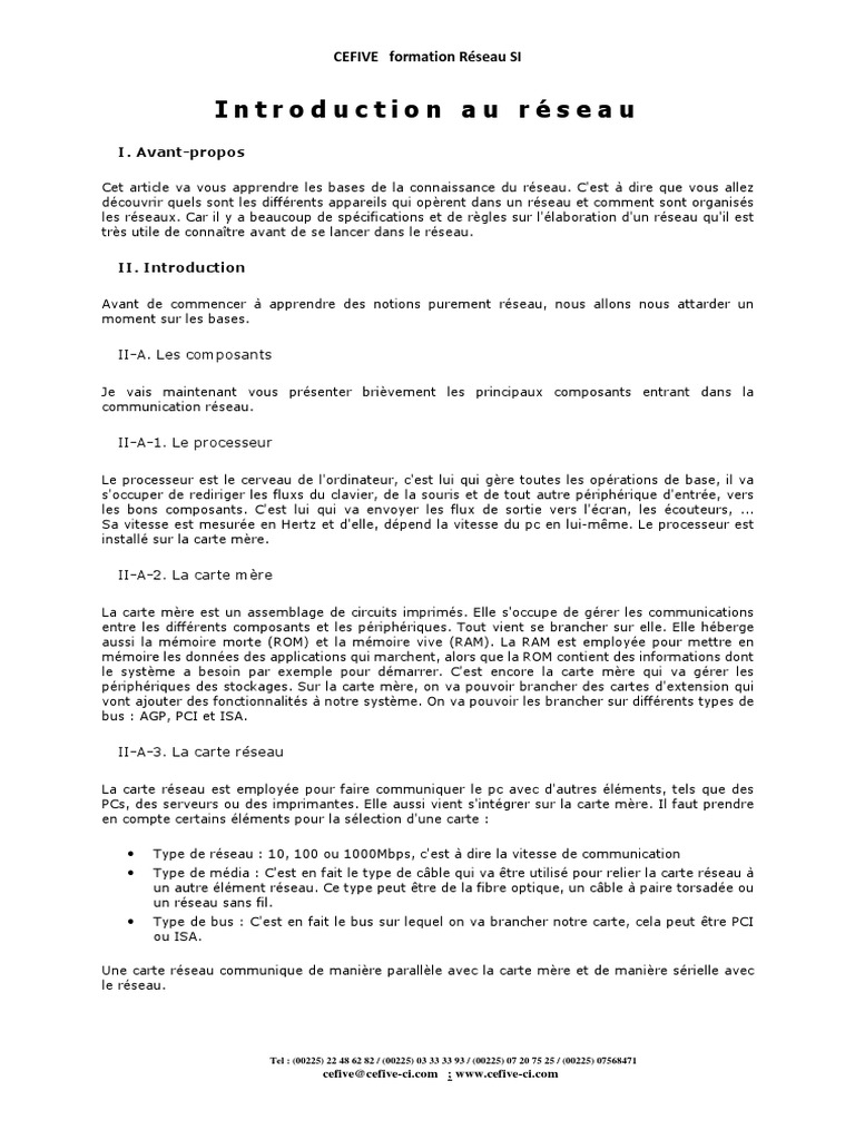 Introduction Au Réseau | PDF | Ethernet | Protocoles Internet