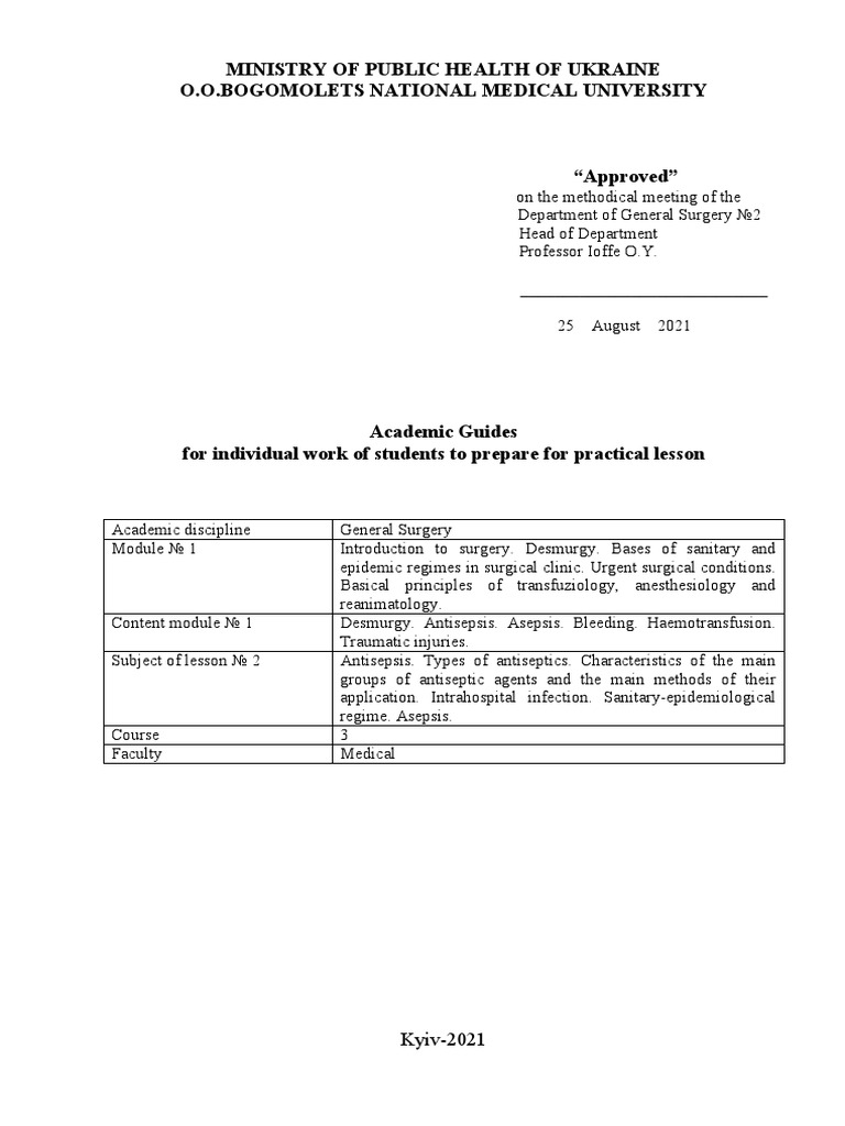 2021 GS Lesson 2. Asepsis and Antisepsis | PDF | Sterilization ...