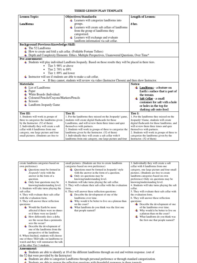 Maceda3dTiered Lesson Plan Template PDF Lesson Plan Teaching