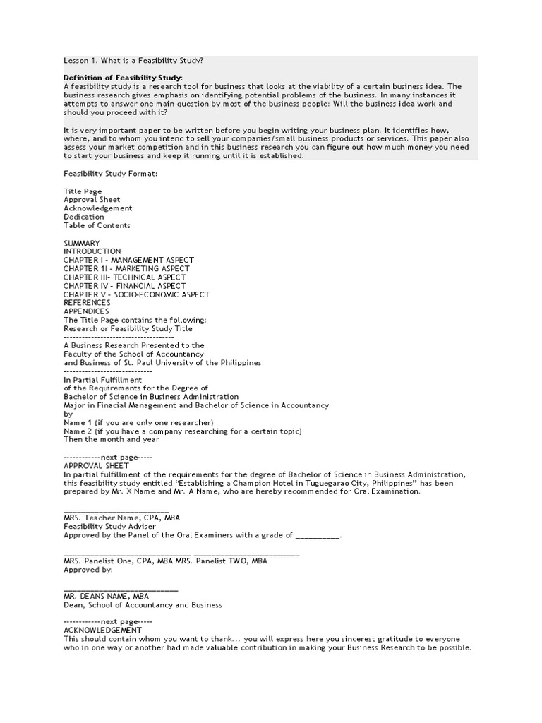 Feasibility Studies Guide Pdf Cost Of Goods Sold Investing