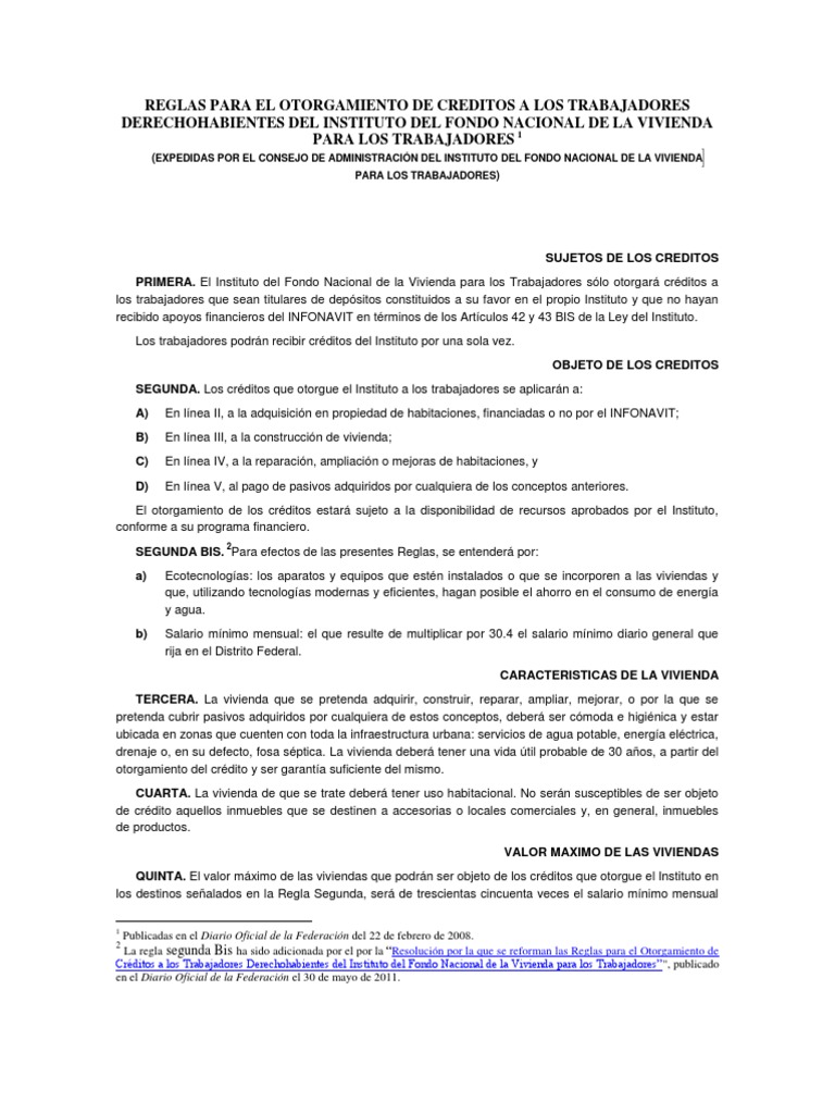 Reglas para Créditos INFONAVIT 2023 | PDF | Hipoteca Comercial ...